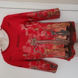 Vintage Jess & Jane Meow Meow Cat Top Size S